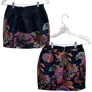 English Rose Black Floral Brocade Mini Skirt – Women’s Size S